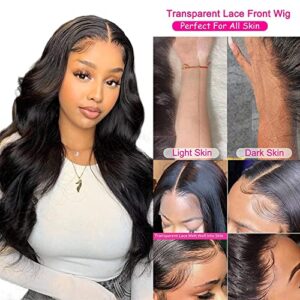 Qangelabeauty 32 Inch Lace Front Wigs Human Hair Body Wave 4x4 HD Lace Front Wigs for Black Women with Baby Hair 180% Density Glueless Wigs Human Hair Pre Plucked with Baby Hair Natural Color