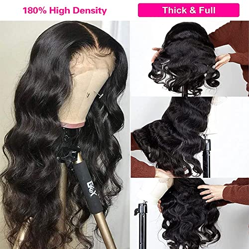 Qangelabeauty 32 Inch Lace Front Wigs Human Hair Body Wave 4x4 HD Lace Front Wigs for Black Women with Baby Hair 180% Density Glueless Wigs Human Hair Pre Plucked with Baby Hair Natural Color