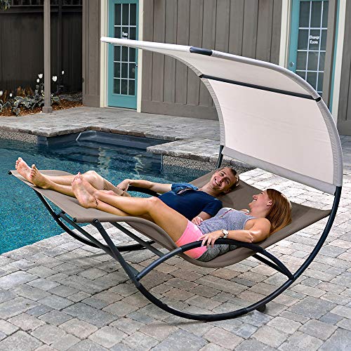 Vivere Aluminum Double Chaise Rocker, Cocoa