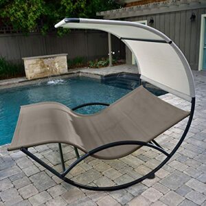 Vivere Aluminum Double Chaise Rocker, Cocoa