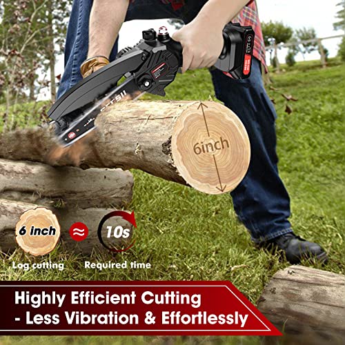 6-inch Mini ChainSaw, Seesii Cordless Chainsaw with 2x 2.0Ah Batteries Auto-oil System One-Handed Electric Chain Saw, Pruning Chainsaw for Wood Cutting Garden Logging Trimming Branch, CH600