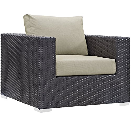 Modway Convene Wicker Rattan Outdoor Patio Armchair in Espresso Beige