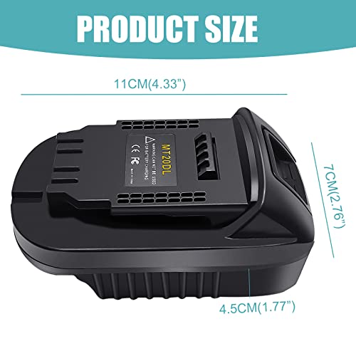 MT20DL Battery Adapter, Convert for Makita 18V Li-ion Battery to for DeWalt 18V/20V Lithium-Ion Tool Battery Adapter, Use for DeWalt 18V/20V Max Li-ion Cordless Power Tools