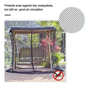 Patio Swing Mosquito Netting - Polyester Mesh Screen with Zipper Opening and roof Waterproof Tent - Rectangle Netting Curtain (Three-Person Chair Size)