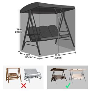 Patio Swing Mosquito Netting - Polyester Mesh Screen with Zipper Opening and roof Waterproof Tent - Rectangle Netting Curtain (Three-Person Chair Size)