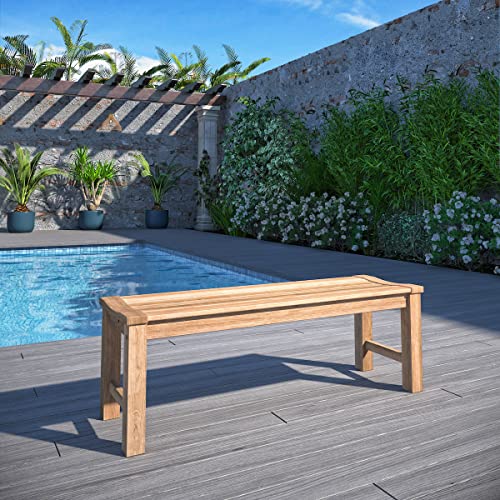 Amazonia SC RINJBENCH Riverside Teak Backless Bench | 51" inch | Ideal for Outdoors, Brown