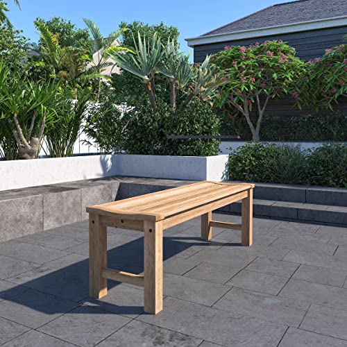 Amazonia SC RINJBENCH Riverside Teak Backless Bench | 51" inch | Ideal for Outdoors, Brown