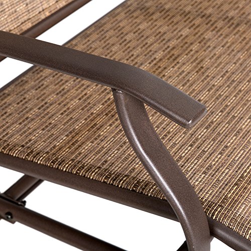 Marble Field Patio Swing Glider Bench for 2 Person, Garden Rocking Loveseat Chair, Rattan Resin Wicker Brown