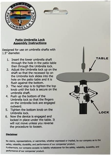 Beach Umbrella Holder for Patio Tables - Strong Locking System to Secure any Outdoor Sun & Wind Beach Umbrella - Won't Blow Away - Use for 1.5 inch Diameter Umbrella Shaft