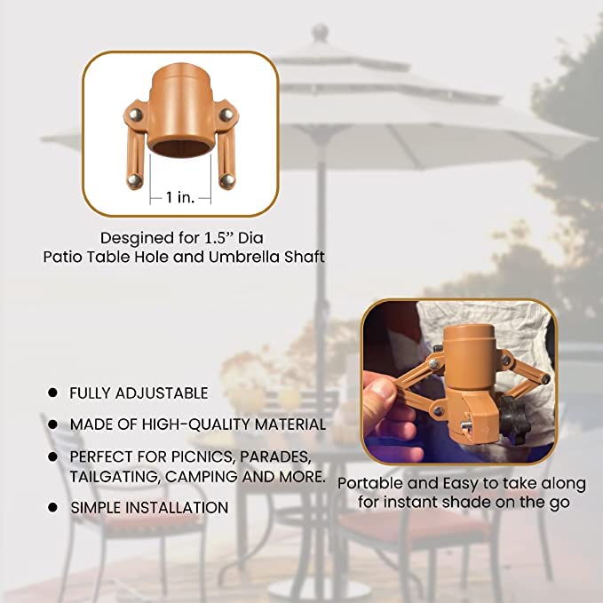 Beach Umbrella Holder for Patio Tables - Strong Locking System to Secure any Outdoor Sun & Wind Beach Umbrella - Won't Blow Away - Use for 1.5 inch Diameter Umbrella Shaft