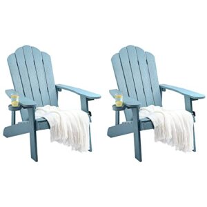 yitahome adirondack chair, heavy duty plastic outdoor chairs with rotatable cup holder, weather resistant fire pit chairs for garden lawn yard patio deck backyard pool porch beach (2)