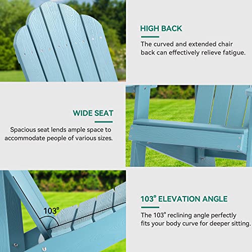 YITAHOME Adirondack Chair, Heavy Duty Plastic Outdoor Chairs with Rotatable Cup Holder, Weather Resistant Fire Pit Chairs for Garden Lawn Yard Patio Deck Backyard Pool Porch Beach (2)