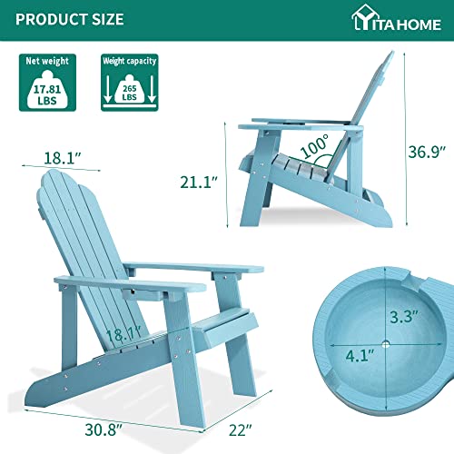 YITAHOME Adirondack Chair, Heavy Duty Plastic Outdoor Chairs with Rotatable Cup Holder, Weather Resistant Fire Pit Chairs for Garden Lawn Yard Patio Deck Backyard Pool Porch Beach (2)