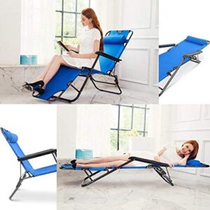 Tenozek Folding Beach Lounge Chair, Portable Outdoor Zero Gravity Chair Camping Reclining Chairs Patio Pool Beach Chaise Lawn Recliner (2 Pieces, Blue)