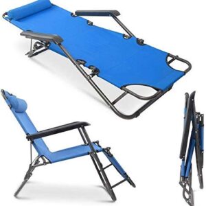 Tenozek Folding Beach Lounge Chair, Portable Outdoor Zero Gravity Chair Camping Reclining Chairs Patio Pool Beach Chaise Lawn Recliner (2 Pieces, Blue)