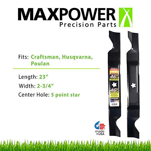 MaxPower 561739B 2-Blade Set for 46" Cut Craftsman, Husqvarna, Poulan Replaces 405380, 532-405380, PP21011,Black