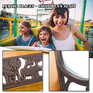 Outdoor Garden Bench Patio Bench for Kids, Porch Bench with Animals Style Back and Cast Iron Armrest Park Bench Metal Wood Bench Weather Proof Outside Patio Furniture for 1-5 Teenagers Children