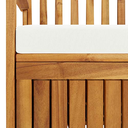 Wuyue and buding Outdoor Storage Bench with Cushions, Garden Bench Solid Acacia Wood for Patio Yard 47.2" X 24.8" X 33.1"