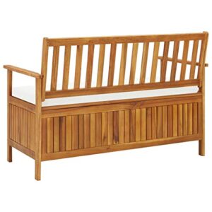 Wuyue and buding Outdoor Storage Bench with Cushions, Garden Bench Solid Acacia Wood for Patio Yard 47.2" X 24.8" X 33.1"