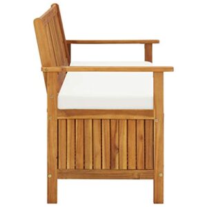 Wuyue and buding Outdoor Storage Bench with Cushions, Garden Bench Solid Acacia Wood for Patio Yard 47.2" X 24.8" X 33.1"