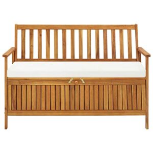 Wuyue and buding Outdoor Storage Bench with Cushions, Garden Bench Solid Acacia Wood for Patio Yard 47.2" X 24.8" X 33.1"