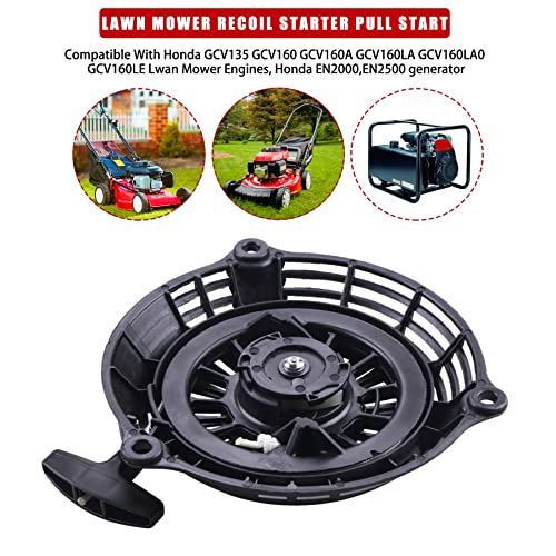 Gashwer Lawn Mower Recoil Starter Pull Start Compatible with Honda GC 130/160 GCV 130/160 4hp 5hp 6hp 6.5hp EN2000 Hru19 GC135 GC160 Parts Generator Engine Motor Replace 28400-Zl8-023ZA Black