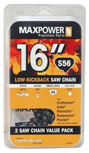 maxpower 2 pack replacement chains for 16 inch craftsman, echo, homelite, poulan and other saws s56