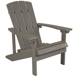flash furniture charlestown poly resin adirondack chair – gray – all weather – indoor/outdoor