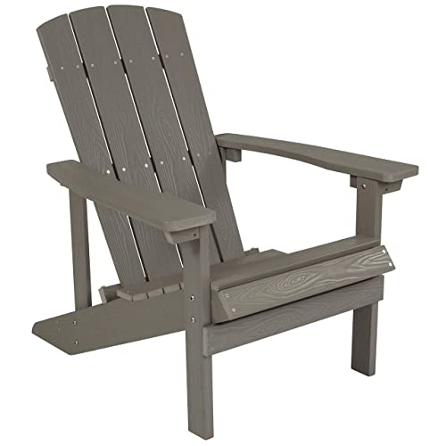 Flash Furniture Charlestown Poly Resin Adirondack Chair - Gray - All Weather - Indoor/Outdoor