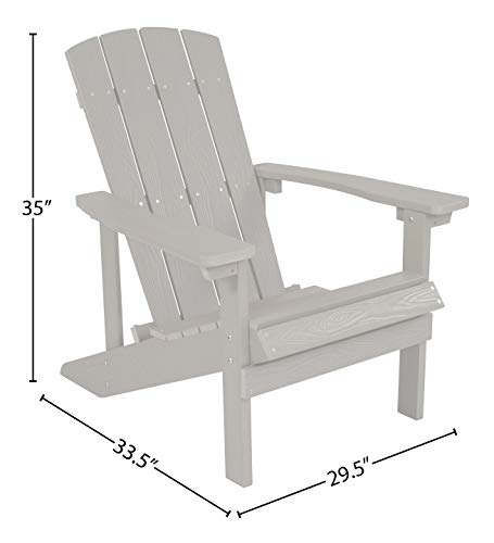 Flash Furniture Charlestown Poly Resin Adirondack Chair - Gray - All Weather - Indoor/Outdoor