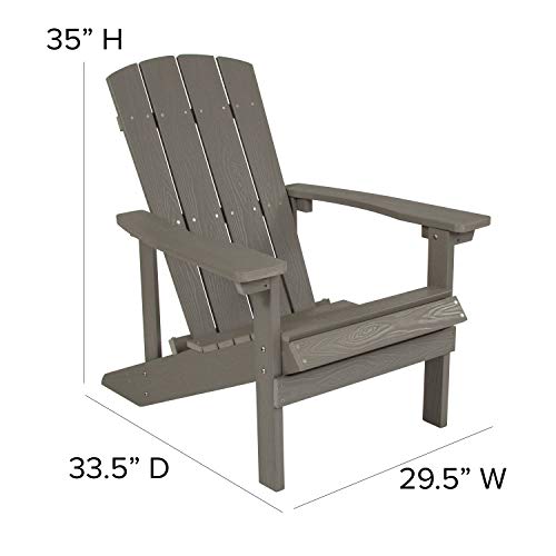 Flash Furniture Charlestown Poly Resin Adirondack Chair - Gray - All Weather - Indoor/Outdoor