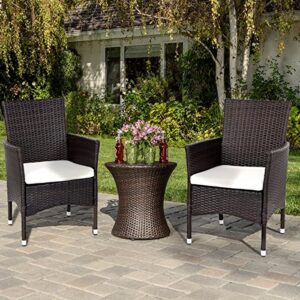ReunionG 2PCS Patio Rattan Chairs, Furniture Armchair Set with Removable Cushions, Garden, Balcony, Pool Modern Rattan Armchair Set, Outdoor Wicker Chair Set (Brown)