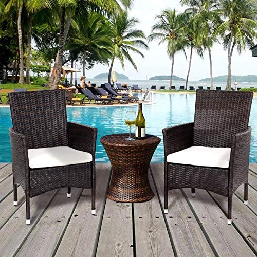 ReunionG 2PCS Patio Rattan Chairs, Furniture Armchair Set with Removable Cushions, Garden, Balcony, Pool Modern Rattan Armchair Set, Outdoor Wicker Chair Set (Brown)