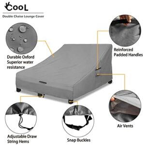 Okcool 100% Waterproof Patio Double Wide Chaise Lounge Chair Cover, 600D Tough Canvas 80 Inch Outdoor Chaise Lounge Covers