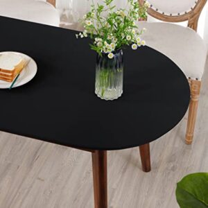 NEWISHER Fitted Tablecloth Oval Elastic Edge Spandex Stretchable Table Top Cover for Dining Picnic Outdoor Camping Patio Black 48 x 68 inch