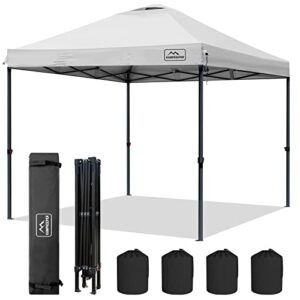 kampkeeper pop up canopy tent 10’x10′,with 4 sand bags, air vent on the top,upf 50+ and waterproof top 3 adjustable height with roller bag and 8 stakes, outdoor insant canopy
