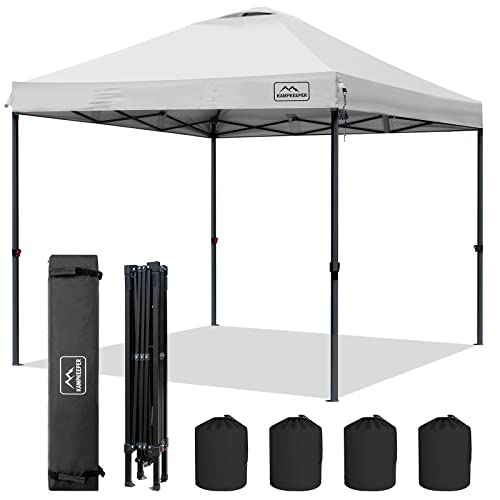 KAMPKEEPER Pop up Canopy Tent 10'x10',with 4 Sand Bags, Air Vent on The Top,UPF 50+ and Waterproof Top 3 Adjustable Height with Roller Bag and 8 Stakes, Outdoor Insant Canopy