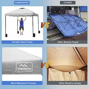 KAMPKEEPER Pop up Canopy Tent 10'x10',with 4 Sand Bags, Air Vent on The Top,UPF 50+ and Waterproof Top 3 Adjustable Height with Roller Bag and 8 Stakes, Outdoor Insant Canopy