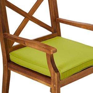 Christopher Knight Home Peter | Outdoor Acacia Wood Dining Chair Set of 2, Teak/Green Cushion