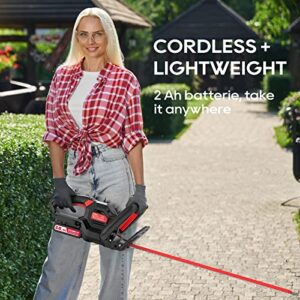 ECOMAX 18V 22-Inch Cordless Hedge Trimmer, Ideal for Pruning Branches in Your Backyard, Garden, Hedge Trimmer with 2.0AH Battery & Charger, ELG06