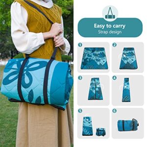 Homde Picnic Blanket 79"x79" Beach Blanket Waterproof Sandproof for Outdoor Beach Camping Hiking Travel Machine Washable Blue Garden