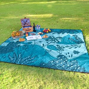 Homde Picnic Blanket 79"x79" Beach Blanket Waterproof Sandproof for Outdoor Beach Camping Hiking Travel Machine Washable Blue Garden