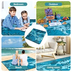 Homde Picnic Blanket 79"x79" Beach Blanket Waterproof Sandproof for Outdoor Beach Camping Hiking Travel Machine Washable Blue Garden