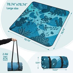 Homde Picnic Blanket 79"x79" Beach Blanket Waterproof Sandproof for Outdoor Beach Camping Hiking Travel Machine Washable Blue Garden