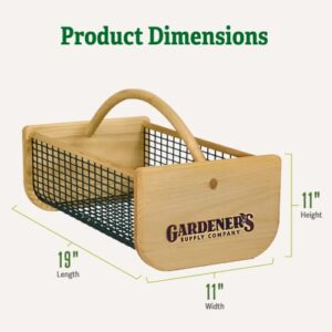 Gardeners Supply Company Large Garden Hod Harvest Basket | Versatile Gardening Fruits & Vegetables Gathering Basket | Natural Smooth Pine - Maple Frame & Coated Mesh | Easy to use - 9"L x 11"W x 11"H