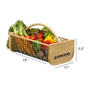 Gardeners Supply Company Large Garden Hod Harvest Basket | Versatile Gardening Fruits & Vegetables Gathering Basket | Natural Smooth Pine - Maple Frame & Coated Mesh | Easy to use - 9"L x 11"W x 11"H