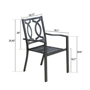 Ulax Furniture Outdoor Patio Dining Chairs with Arms Steel Slat Seat Stacking Garden Chair (Set of 2) (New Vision Set of Two)