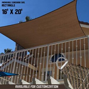 TANG Sunshades Depot 16' x 20' Sun Shade Sail Square Permeable Canopy Brown Coffee Custom Commercial Standard 180 GSM HDPE