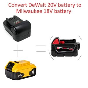 DW18ML Battery Adapter Convert Dewalt 20V Battery to Milwaukee 18V Battery, Compatible with All Milwakee 18V Tools (Battery not Included)