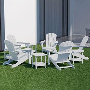 kevinplus Adirondack Chair Set of 2 & Side Table, Modern HDPE Resin Composite Adirondack Chairs for Adult, Weather Resistant for Outdoor Fire Pit Patio Garden Campfire Backyard Beach Pool, White